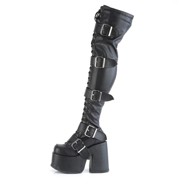 Platform Heel Gothic Lace Up Thigh High Boots